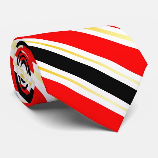 Red White Black en Gold Striped Stropdas (Opgerold)
