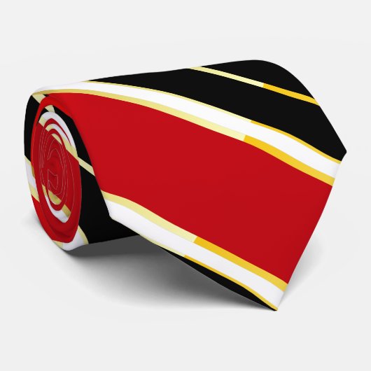 Red White Black en Gold Stripes Stropdas (Opgerold)