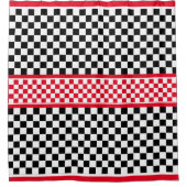 Red White Black gecontroleerd Douchegordijn (Voorkant)