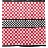 Red White Black gecontroleerd Douchegordijn (Voorkant)