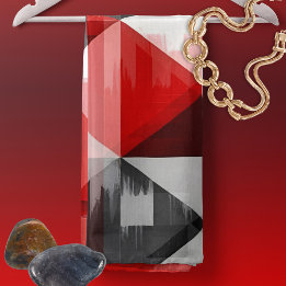 Red White Black Geometric Abstract Sjaal