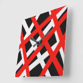 Red White Black Geometric Stripe Vierkante Klok (Hoek)