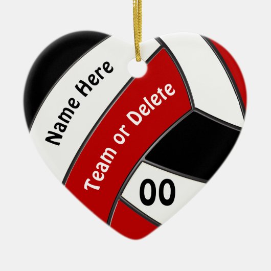 Red White Black, gepersonaliseerde VOLLEYBALL-vers Keramisch Ornament (Voorkant)