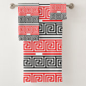Red White Black Greek Key Fret Pattern Design Bad Handdoek