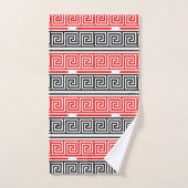 Red White Black Greek Key Fret Pattern Design  Bad Handdoek (Handdoek)