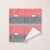 Red White Black Greek Key Fret Pattern Design  Bad Handdoek (Wasdoekje)