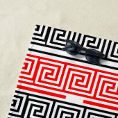 Red White Black Greek Key Fret Pattern Design  Strandlaken (In situ)