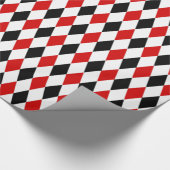 Red White Black Harlequin Diamond Pattern Cadeaupapier (Hoek)