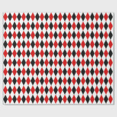 Red White Black Harlequin Diamond Pattern Cadeaupapier (Vlak)