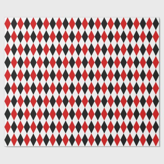 Red White Black Harlequin Diamond Pattern Cadeaupapier (Vlak)