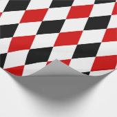 Red White Black Harlequin Diamond Pattern Cadeaupapier (Hoek)