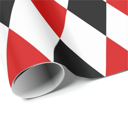 Red White Black Harlequin Diamond Pattern Cadeaupapier (Rol Hoek)