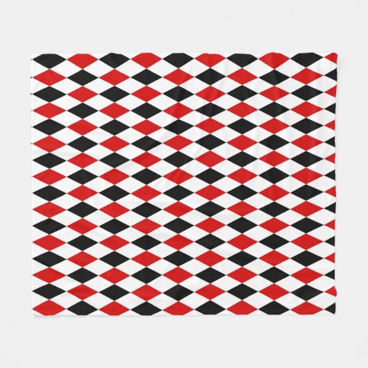 Red White Black Harlequin Diamond Pattern Fleece Deken (Voorkant (Horizontaal))