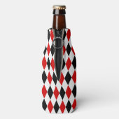 Red White Black Harlequin Diamond Pattern Flesjeskoeler (Fles Achterkant)