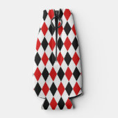 Red White Black Harlequin Diamond Pattern Flesjeskoeler (Achterkant)