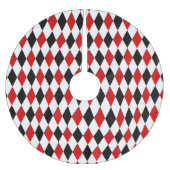 Red White Black Harlequin Diamond Pattern Kerstboom Rok (Voorkant)