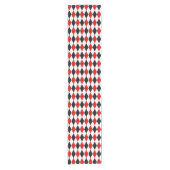 Red White Black Harlequin Diamond Pattern Korte Tafelloper (Voorkant)