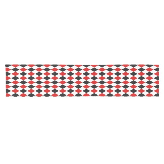 Red White Black Harlequin Diamond Pattern Korte Tafelloper (Horizontaal)