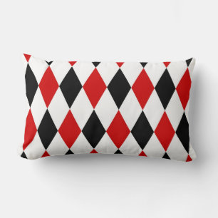 Red White Black Harlequin Diamond Pattern Kussen