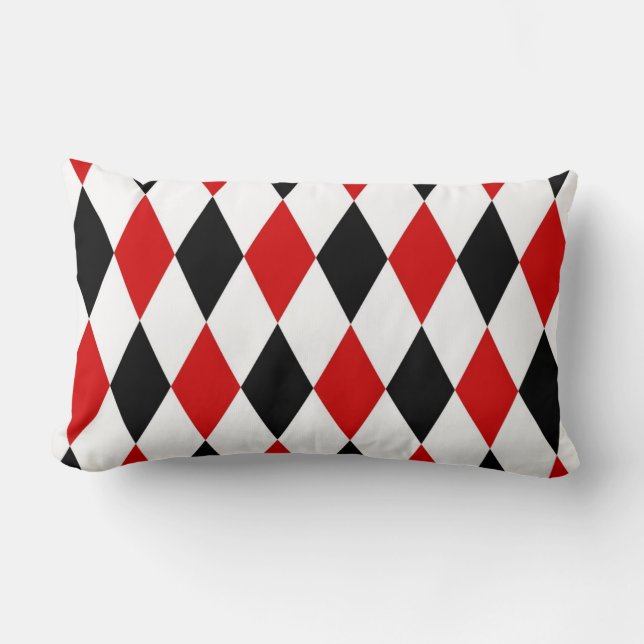 Red White Black Harlequin Diamond Pattern Kussen (Voorkant)