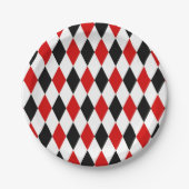 Red White Black Harlequin Diamond Pattern Papieren Bordje (Voorkant)