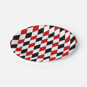 Red White Black Harlequin Diamond Pattern Papieren Bordje