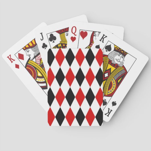 Red White Black Harlequin Diamond Pattern Pokerkaarten (Achterkant)