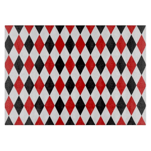 Red White Black Harlequin Diamond Pattern Snijplank (Voorkant)