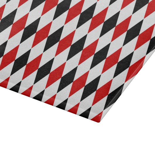 Red White Black Harlequin Diamond Pattern Snijplank (Hoek)