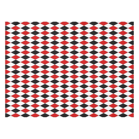 Red White Black Harlequin Diamond Pattern Tafelkleed (Voorkant (Horizontaal))
