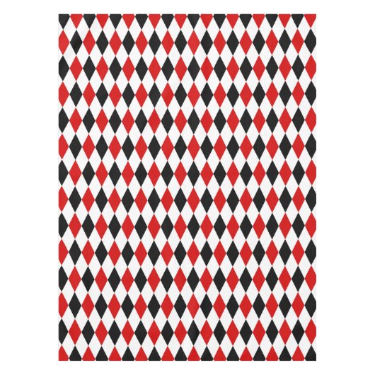 Red White Black Harlequin Diamond Pattern Tafelkleed (Voorkant)