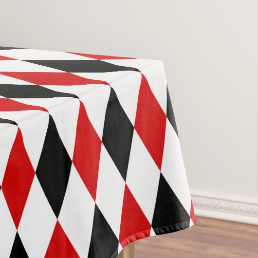 Red White Black Harlequin Diamond Pattern Tafelkleed (Voorbeeld)
