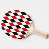 Red White Black Harlequin Diamond Pattern Tafeltennisbatje (Zijkant)