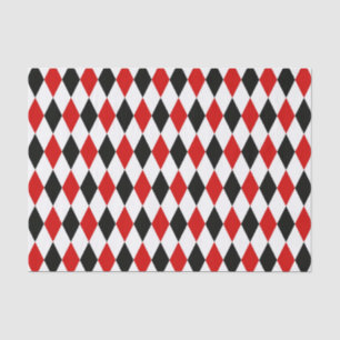 Red White Black Harlequin Diamond Pattern Tissuepapier