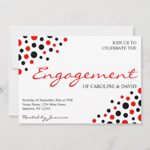 Red White Black Informal Engagement Party Kaart