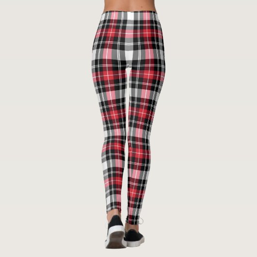 Red White Black met kerstfeestdag Leggings (Achterkant)