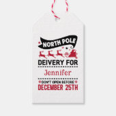 Red & White Black North Pole SANTA Delivery Name Cadeaulabel (Voorkant)