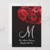 Red White Black Rose Bouquet Wedding Kaart (Achterkant)