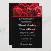 Red White Black Rose Bouquet Wedding Kaart (Voorkant / Achterkant)
