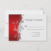 Red White Black Silver Swirls RSVP Aankondiging (Voorkant)