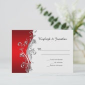Red White Black Silver Swirls RSVP Aankondiging (Staand voorkant)