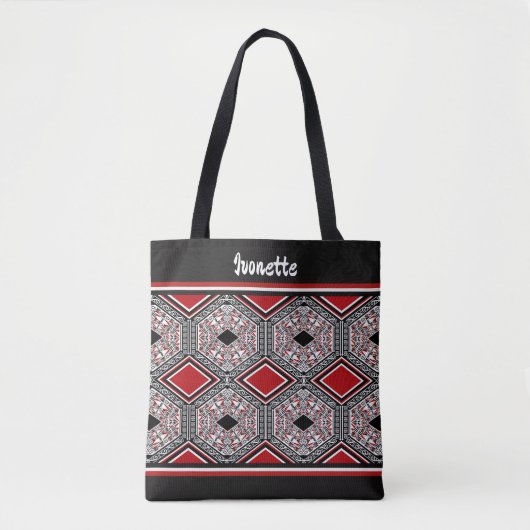 Red, White & Black Tribal Tapestry Tote Bag (Voorkant)