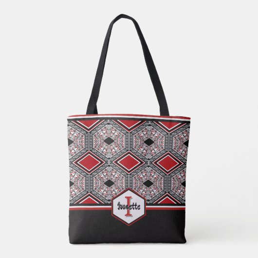 Red, White & Black Tribal Tapestry Tote Bag (Achterkant)