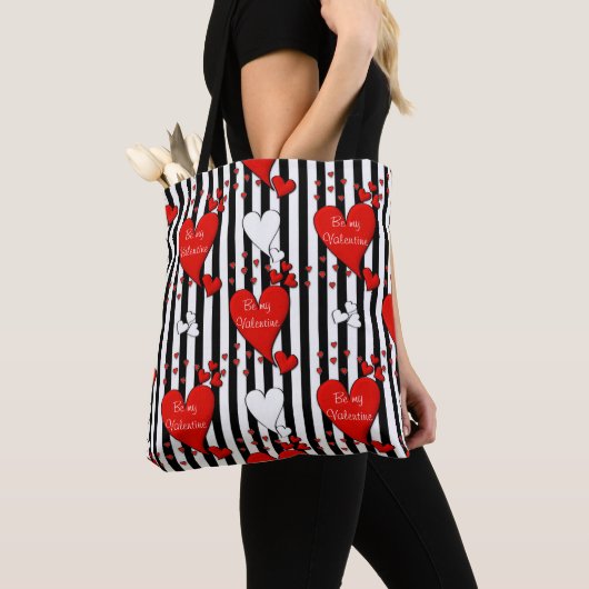 Red White Black Valentijn All-Over-Print Canvas ta Tote Bag (Dichtbij)