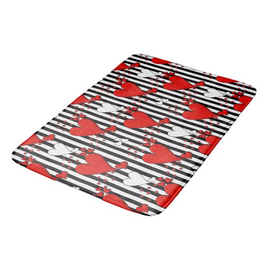 Red White Black Valentijn Hearts Bathroom Mat (Gekanteld)