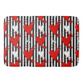 Red White Black Valentijn Hearts Bathroom Mat (Voorkant)