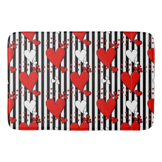 Red White Black Valentijn Hearts Bathroom Mat (Voorkant)