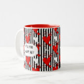 Red White Black Valentijn Hearts Coffee Mok (Voorkant links)