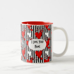 Red White Black Valentijn Hearts Coffee Mok