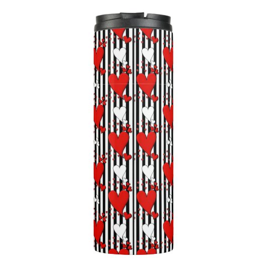 Red White Black Valentijn Hearts Thermosbeker (Achterkant)